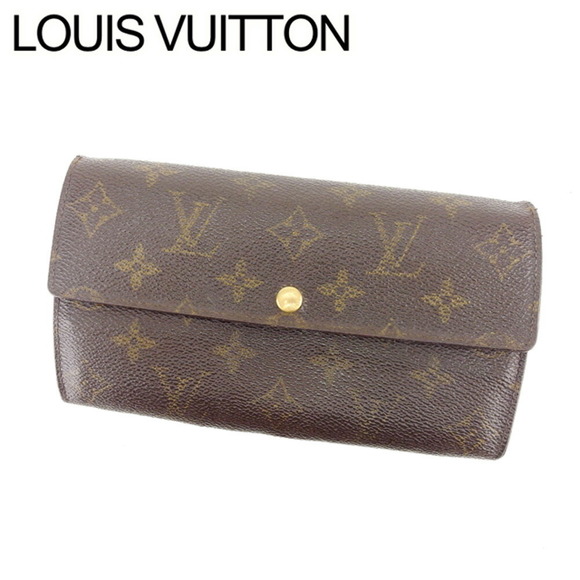 Louis Vuitton brown Wallet Porte canvas bifold Pochette long Monnaie - Picture 1 of 6
